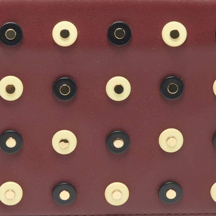 Pre Owned حقوق كلتش ديان فون فرستنبرغ سهرات مرصعة جلد بورجوندي/بيج