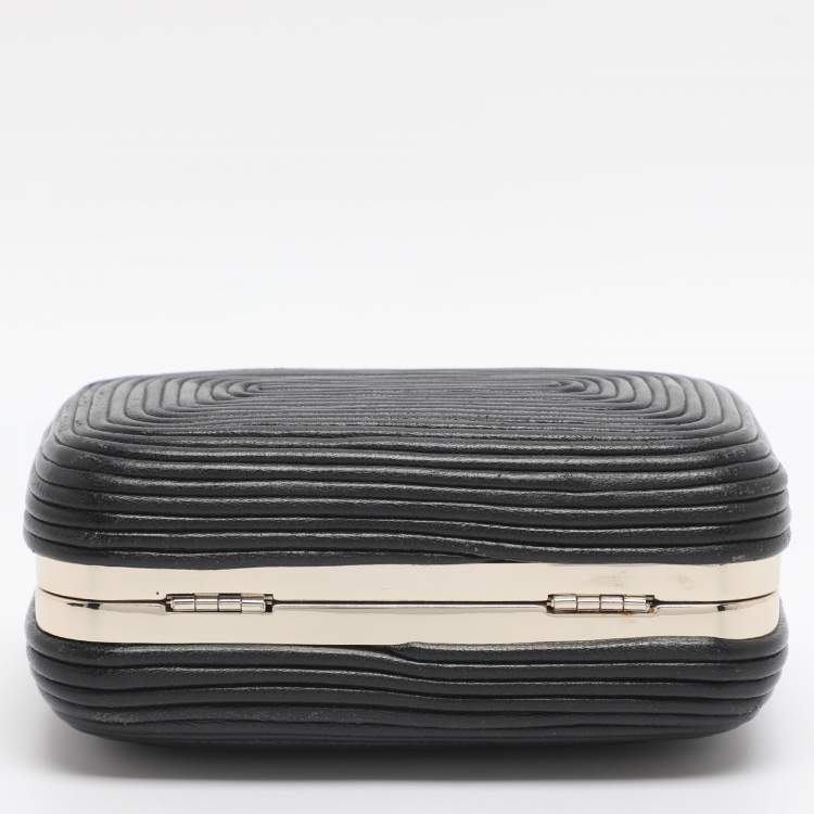 Pre Owned Diane Von Furstenberg Tonda Black Leather Minaudière Clutch