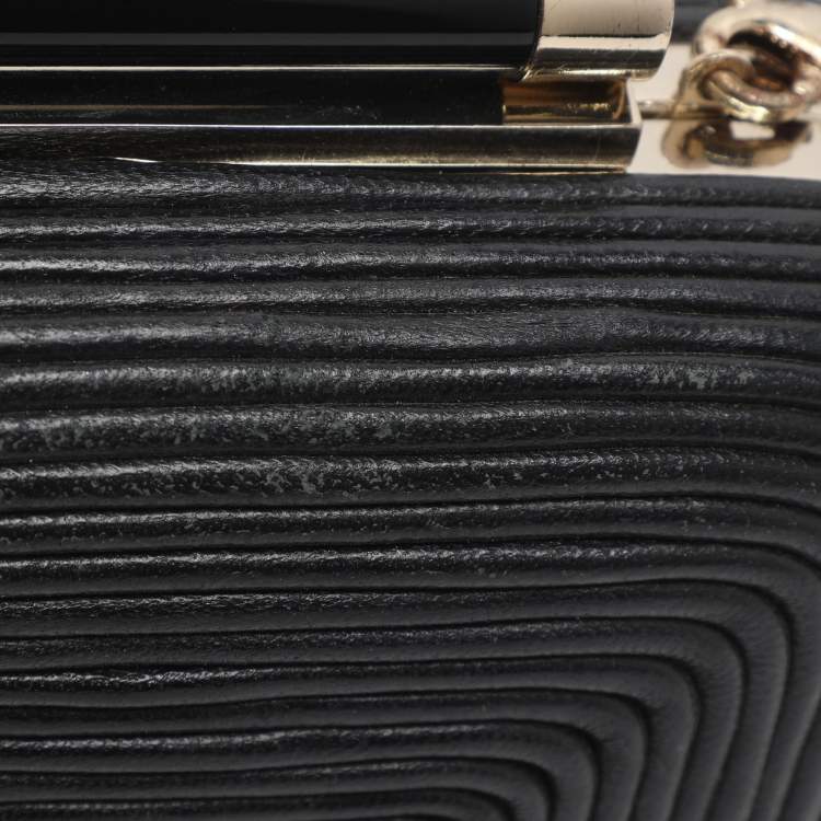 Pre Owned Diane Von Furstenberg Tonda Black Leather Minaudière Clutch