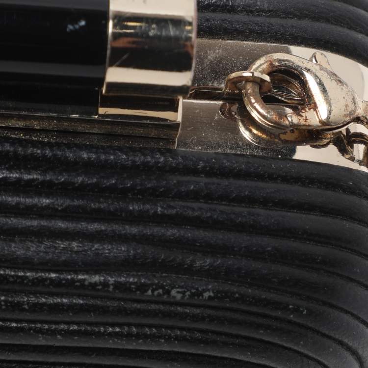 Pre Owned Diane Von Furstenberg Tonda Black Leather Minaudière Clutch