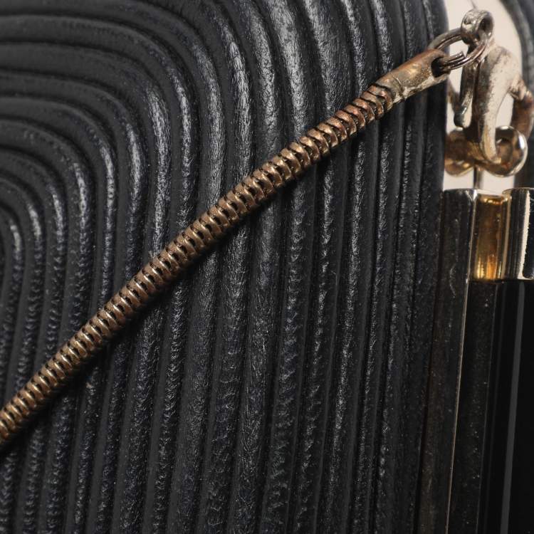Pre Owned Diane Von Furstenberg Tonda Black Leather Minaudière Clutch