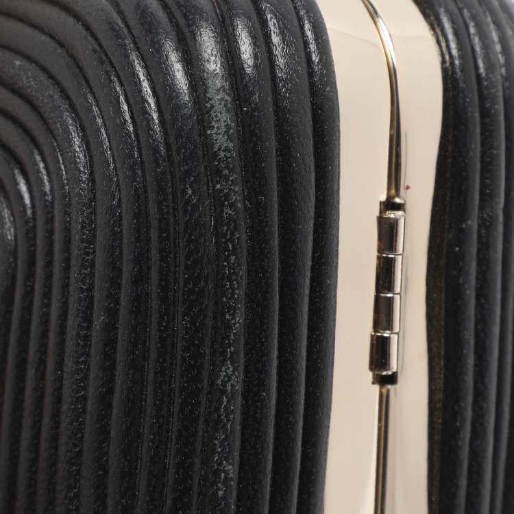Pre Owned Diane Von Furstenberg Tonda Black Leather Minaudière Clutch
