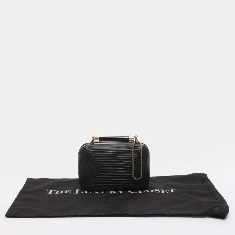 Pre Owned Diane Von Furstenberg Tonda Black Leather Minaudière Clutch
