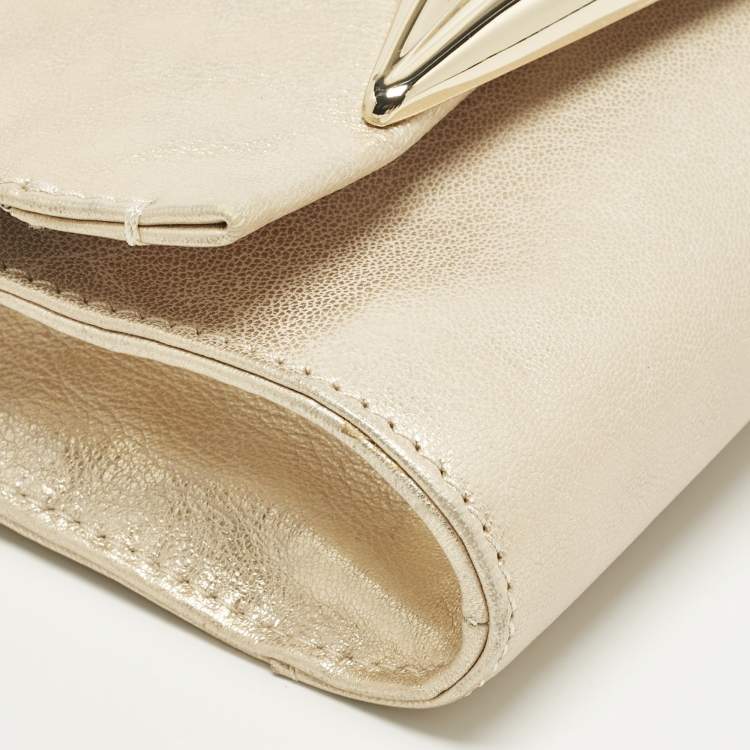 Pre Owned Diane Von Furstenberg Flirty Lips Metallic Beige Leather Shoulder Bag