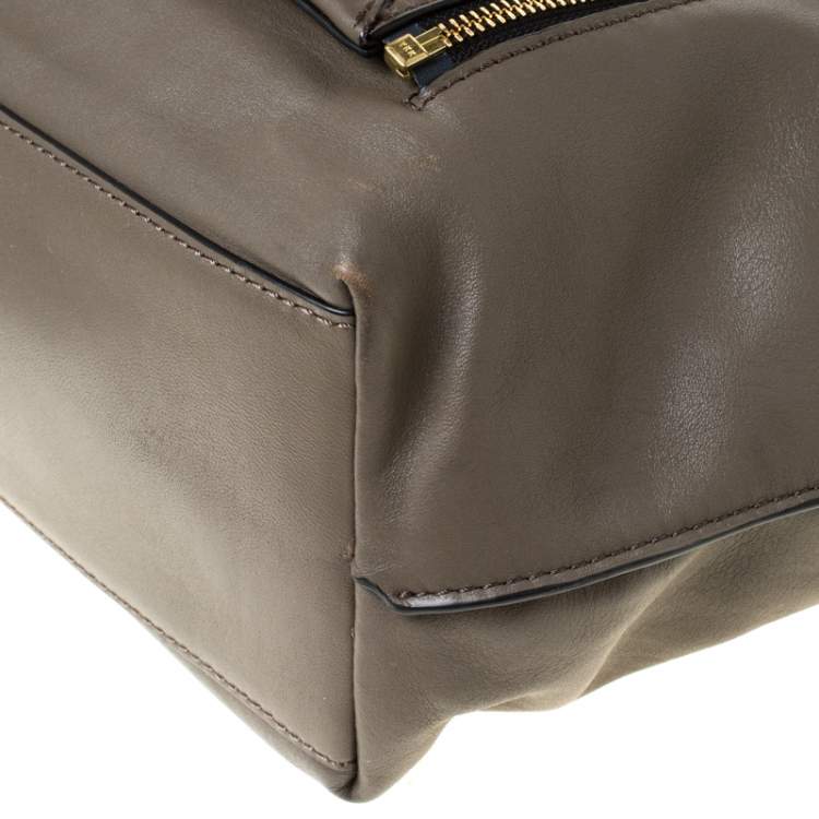 Pre Owned Diane Von Furstenberg Dark Khaki Leather Shoulder Bag