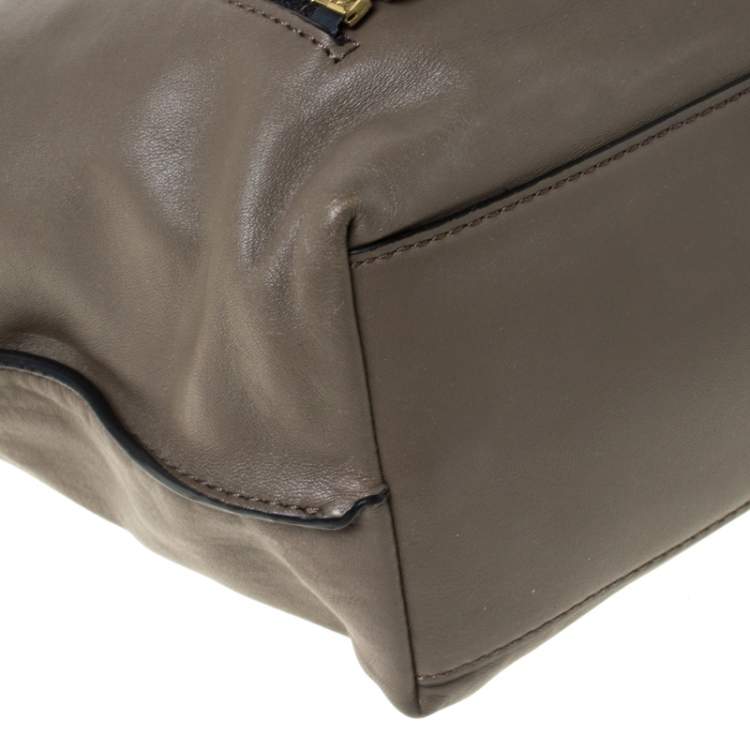 Pre Owned Diane Von Furstenberg Dark Khaki Leather Shoulder Bag