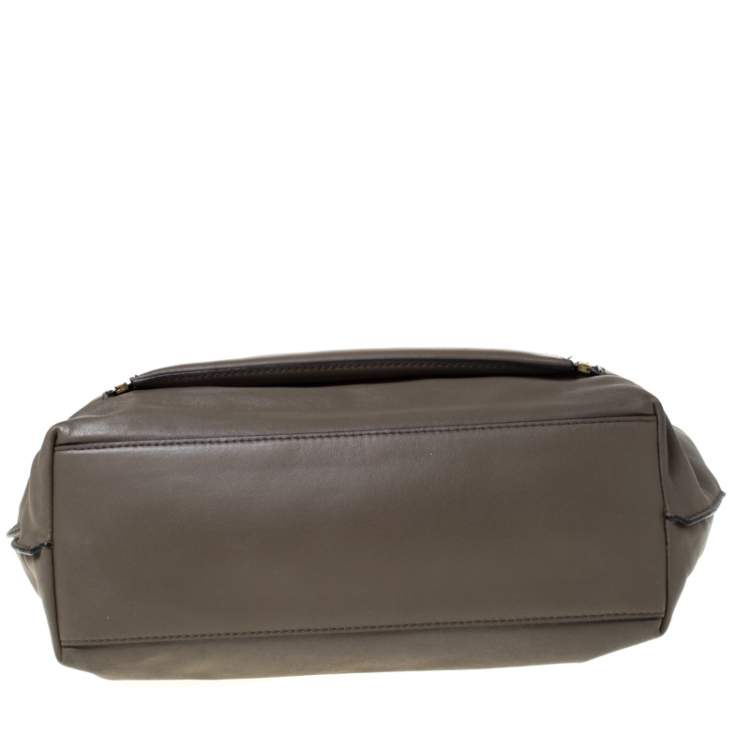 Pre Owned Diane Von Furstenberg Dark Khaki Leather Shoulder Bag