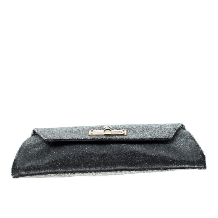 Pre Owned Diane von Furstenberg Grey Glass Beads 440 Gallery Uptown Clutch  