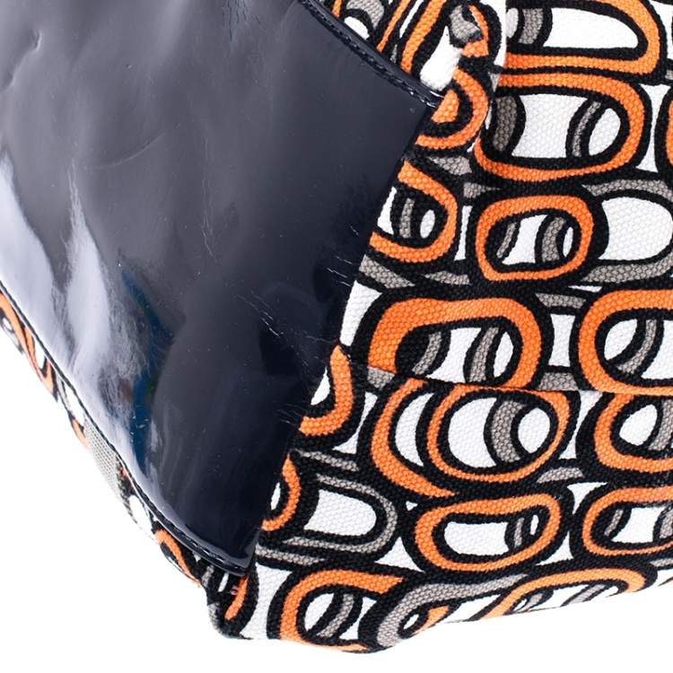Pre Owned Diane Von Furstenberg Multicolor Patent Leather and Canvas Kaya Tote