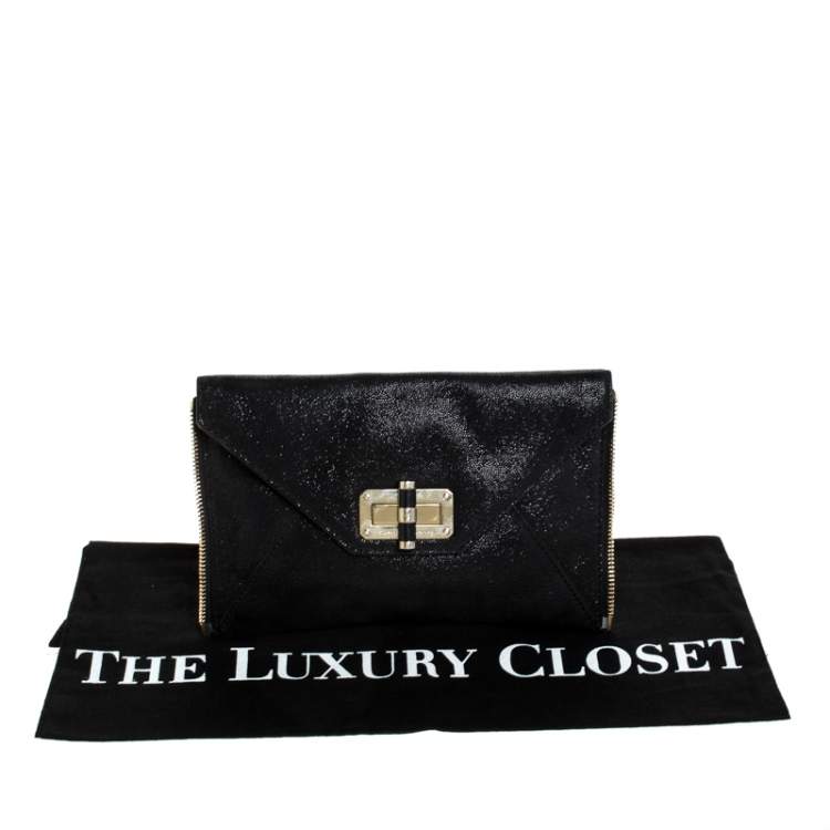 Pre Owned Diane von Furstenberg Black Leather 440 Gallery Uptown Clutch