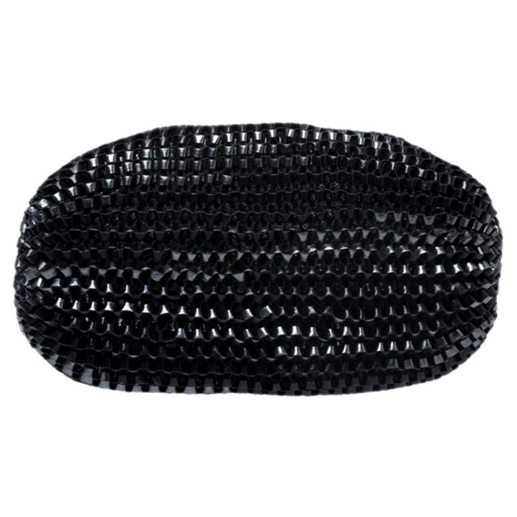 Pre Owned Diane Von Furstenberg Metallic Black Chainlink Leather Stephanie Shoulder Bag