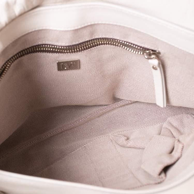 Pre Owned Diane Von Furstenberg White Leather Harper Shoulder Bag