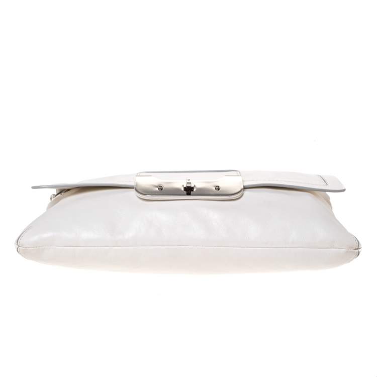 Pre Owned Diane Von Furstenberg White Leather Harper Shoulder Bag