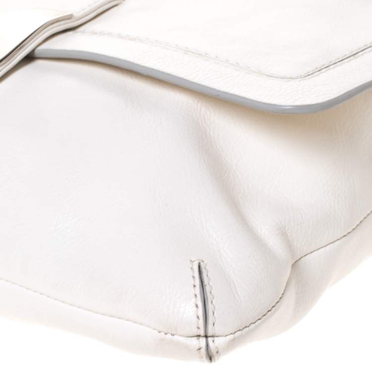 Pre Owned Diane Von Furstenberg White Leather Harper Shoulder Bag