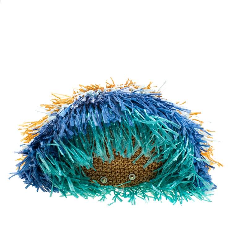 Pre Owned Diane Von Furstenberg Multicolor Raffia and Leather Fringe Shoulder Bag