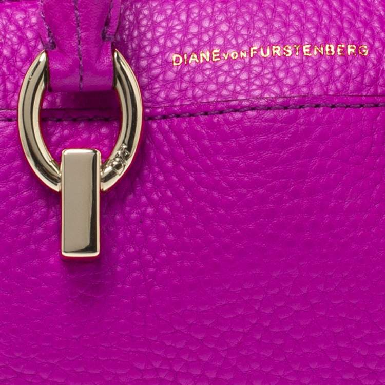 Pre Owned Diane von Furstenberg Purple Grained Leather Mini Sutra Shoulder Bag
