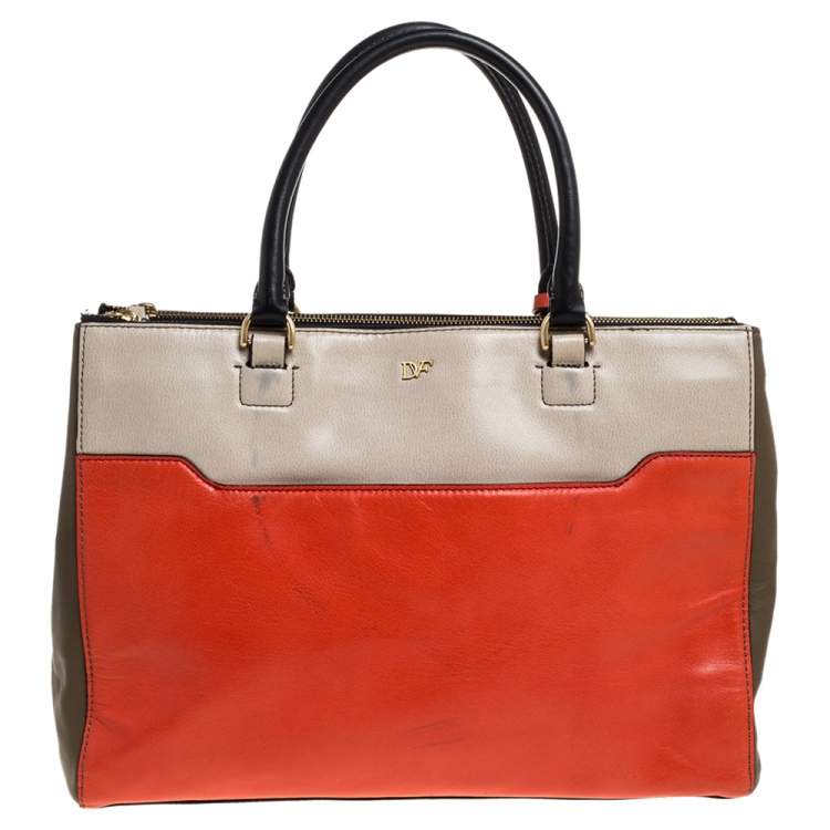 Pre Owned Diane Von Furstenberg Multicolor Leather Satchel