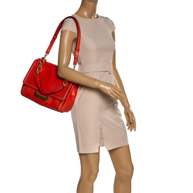 Pre Owned Diane von Furstenberg Coral Leather New Harper Charlotte Shoulder Bag
