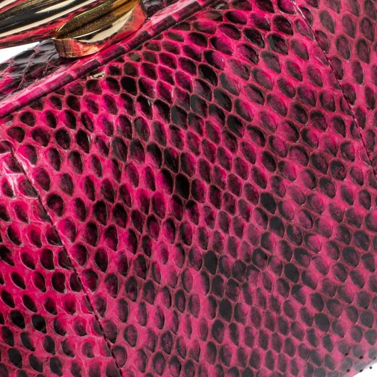 Pre Owned Diane Von Furstenberg Magenta/Black Python Flirty Minaudiere Chain Clutch