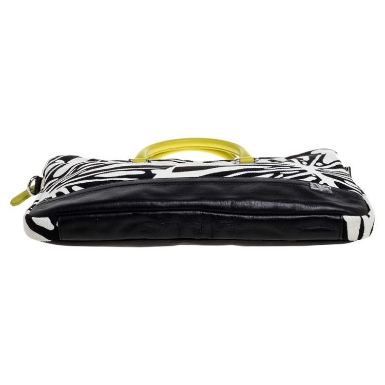 Pre Owned Diane Von Furstenberg Multicolor Printed Canvas and Leather Laptop Bag