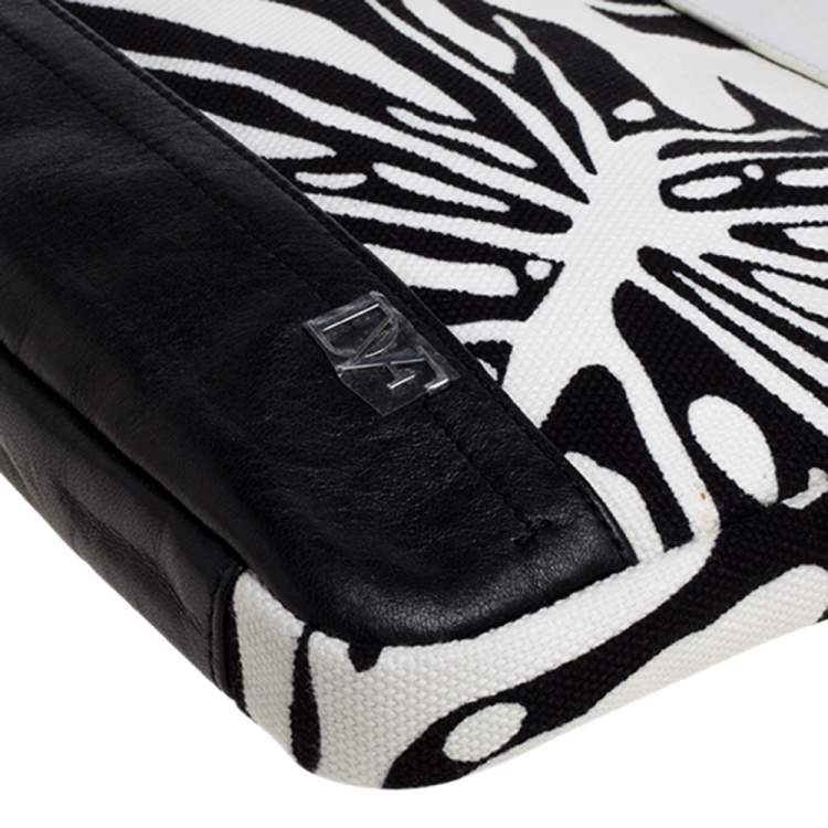 Pre Owned Diane Von Furstenberg Multicolor Printed Canvas and Leather Laptop Bag