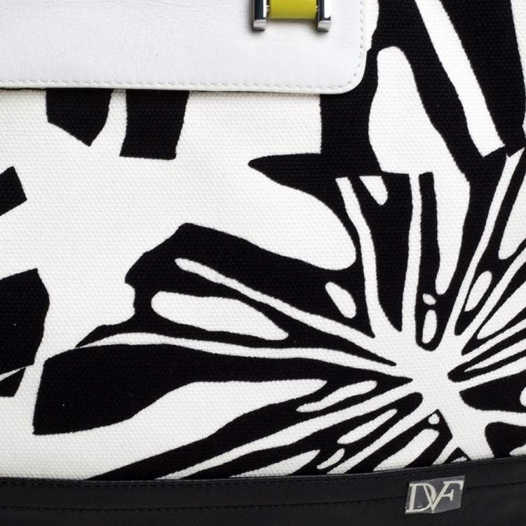Pre Owned Diane Von Furstenberg Multicolor Printed Canvas and Leather Laptop Bag