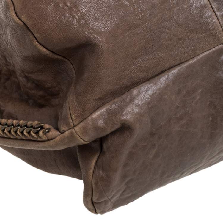 Pre Owned Diane Von Furstenberg Brown Leather Belle Draped Wrap Shoulder Bag