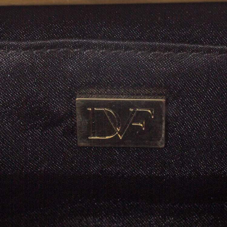 Pre Owned Diane von Furstenberg Black Perforated Leather Clutch