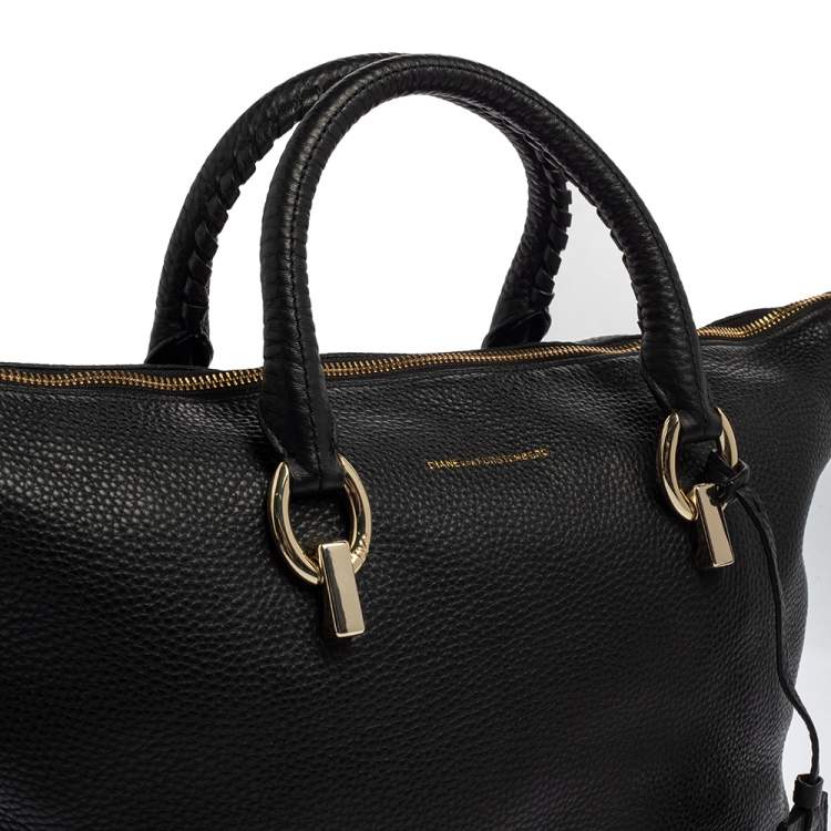 Pre Owned Diane Von Furstenberg Black Leather Sutra Tote