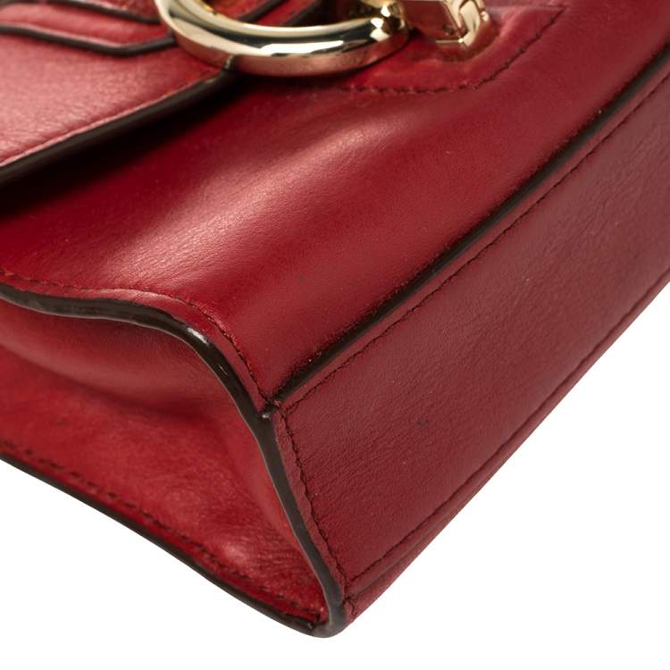 Pre Owned Diane Von Furstenberg Red Leather Micro Mini Sutra Crossbody Bag