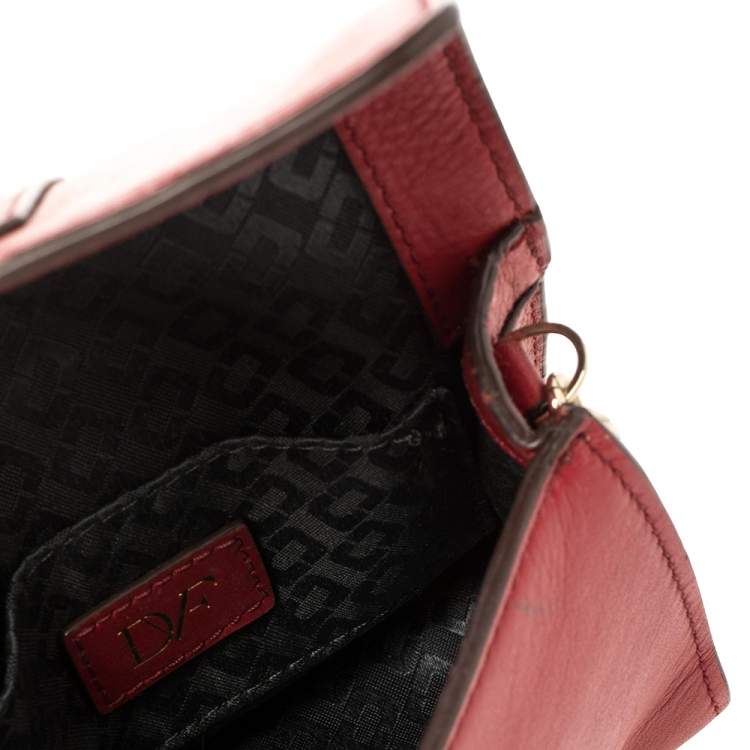 Pre Owned Diane Von Furstenberg Red Leather Micro Mini Sutra Crossbody Bag