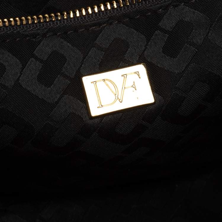 Pre Owned Diane Von Furstenberg Metallic Grey Lizard Embossed Leather and Leather Mini 440 Shoulder Bag