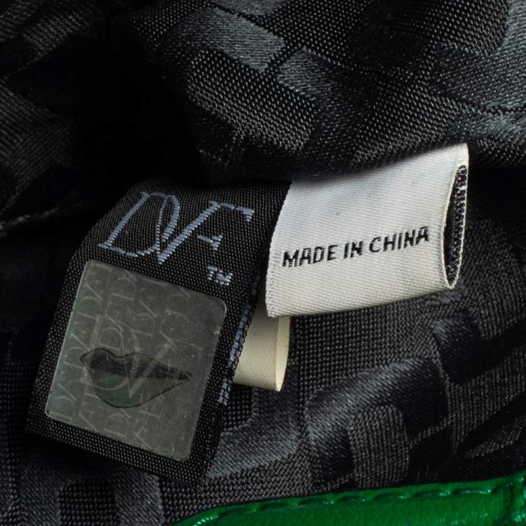 Pre Owned  Diane Von Furstenberg Green Croc Embossed and Leather Shoulder Bag