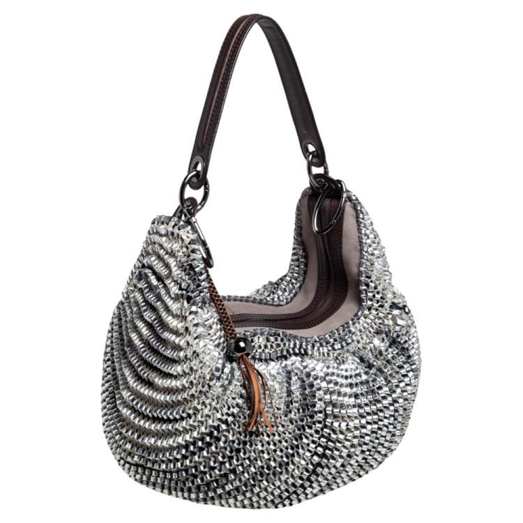 Pre Owned Diane Von Furstenberg Multicolor Chainlink Leather and Suede Medium Stephanie Hobo
