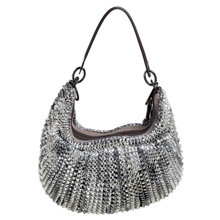 Pre Owned Diane Von Furstenberg Multicolor Chainlink Leather and Suede Medium Stephanie Hobo