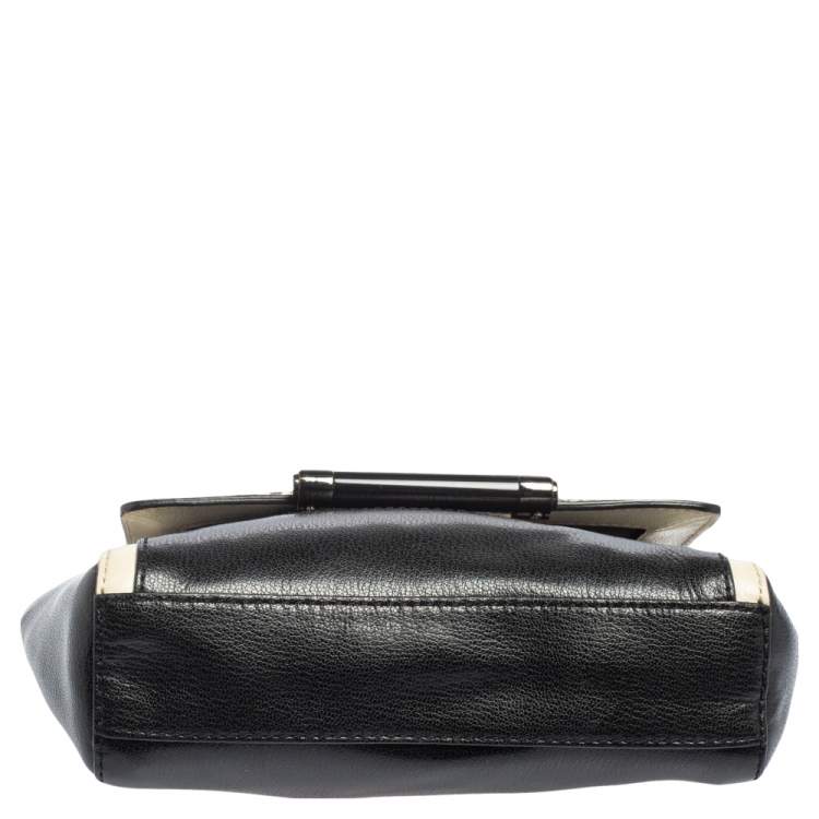 Pre Owned Diane Von Furstenberg Black/Cream Leather and Watersnake Highline Shoulder Bag