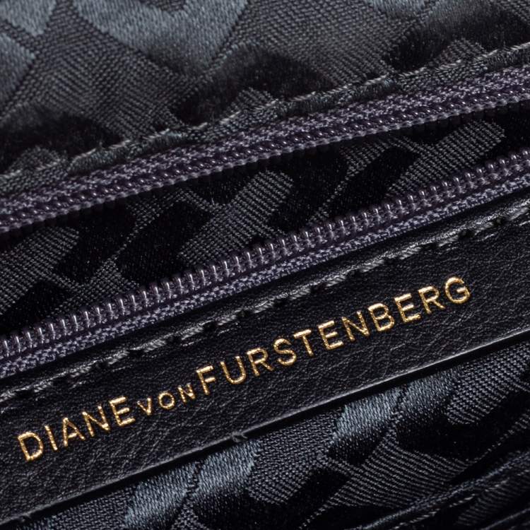 مملوكة مسبقًا Diane von Furstenberg Beige Croc Embossed Nubuck Leather 440 Les Crossbody Bag