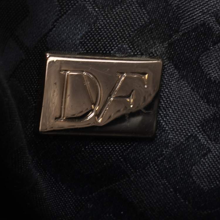Pre Owned Diane von Furstenberg Grey/Metallic Lizard Embossed and Leather Mini 440 Shoulder Bag