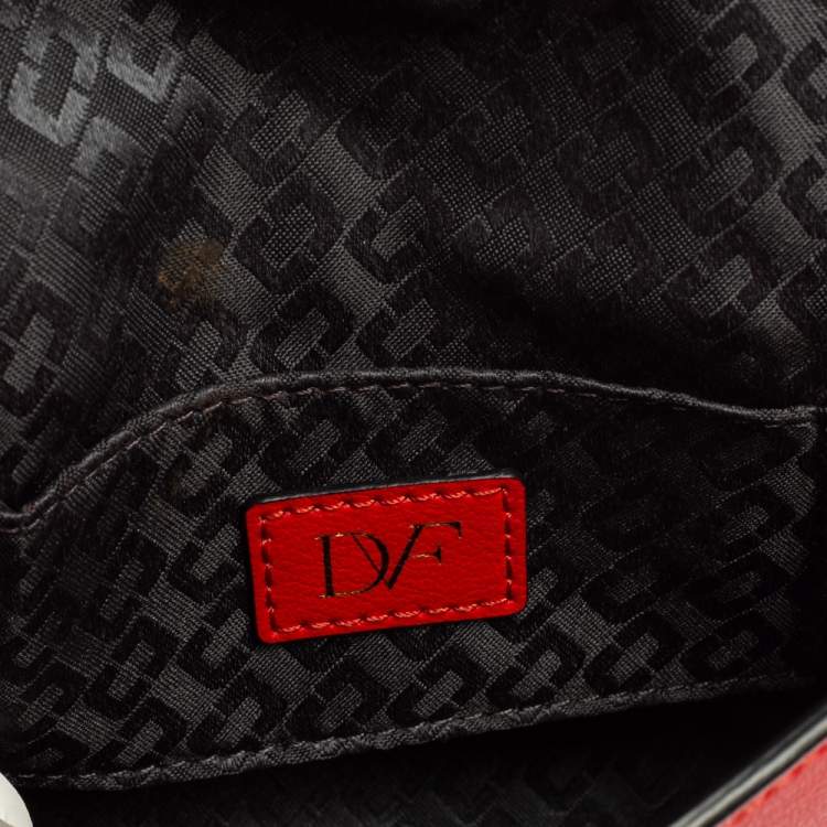 Pre Owned Diane von Furstenberg Red Python Effect and Leather Mini Micro Highline Crossbody Bag
