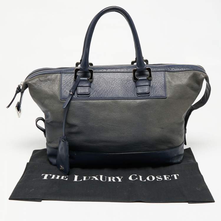Pre Owned Diane Von Furstenberg Blue Leather Satchel 