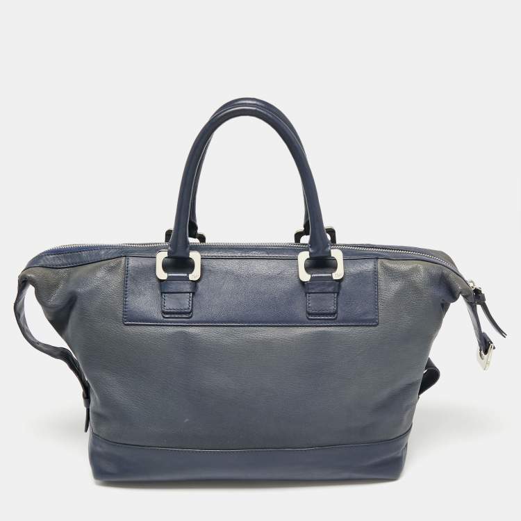 Pre Owned Diane Von Furstenberg Blue Leather Satchel 