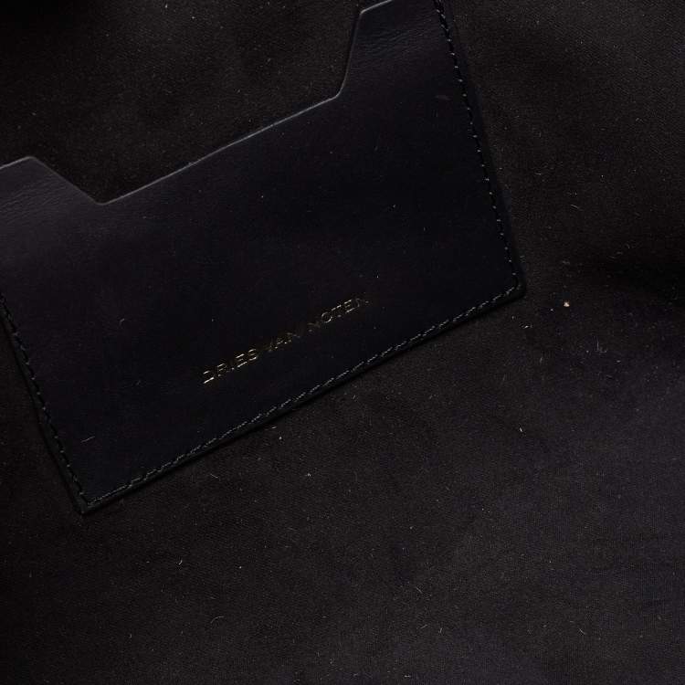 Pre Owned Dries Van Noten  Green/White Satin Foldover Clutch
