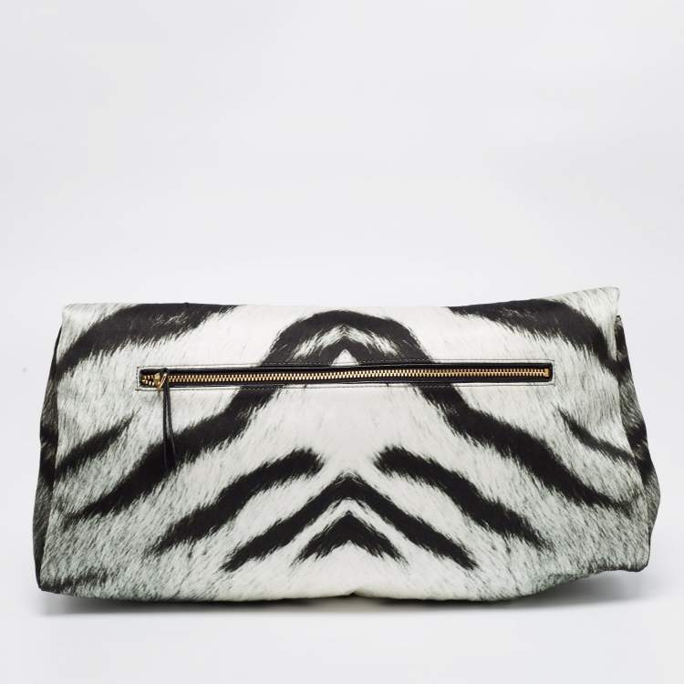 Pre Owned Dries Van Noten  Green/White Satin Foldover Clutch