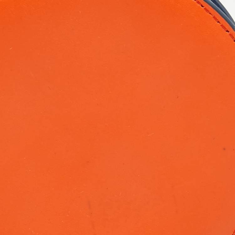 Pre Owned Diane von Furstenberg Orange/Blue Leather Round Clutch