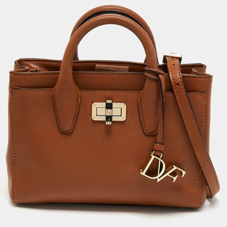 Pre Owned Diane von Furstenberg Tan Leather Mini Gallery Viviana Tote