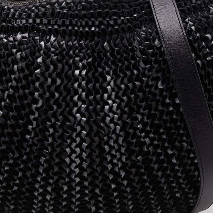 Pre Owned Diane Von Furstenberg Black Chainlink Leather Medium Stephanie Hobo
