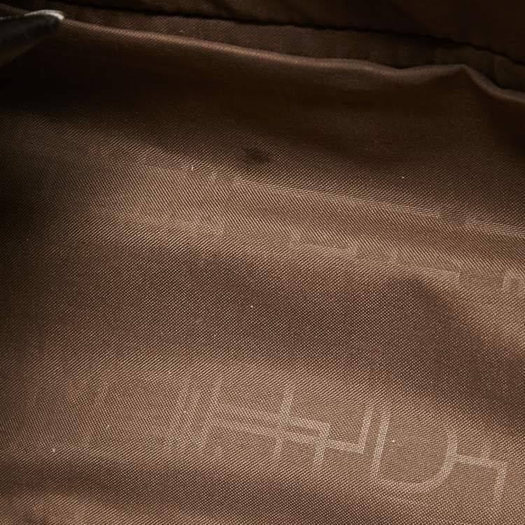 Pre Owned Diane Von Furstenberg Two Tone Brown Fabric and Leather Duffle Bag