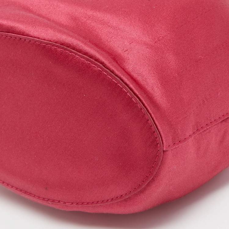 Pre Owned Diane Von Furstenberg Magenta Satin Mini Love Power Drawstring Bucket Bag