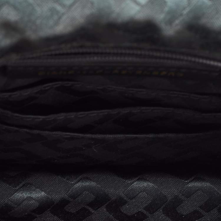 Pre Owned Diane Von Furstenberg Black Croc Embossed Leather 440 Les Crossbody Bag