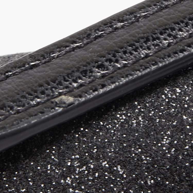 Pre Owned Diane Von Furstenberg Black Glitter Leather Mirco Mini 440 Shoulder Bag